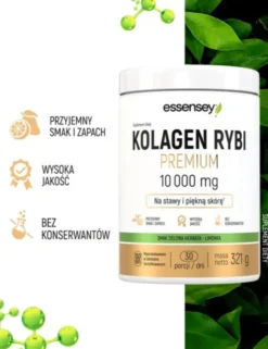 Essensey Kolagen Rybi Premium 10 000 mg, proszek, smak zielone herbata - limonka, 321 g