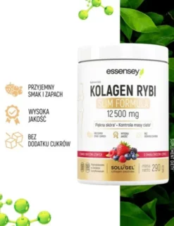Essensey Kolagen Rybi Slim Formula, proszek, smak owoce leśne, 290 g