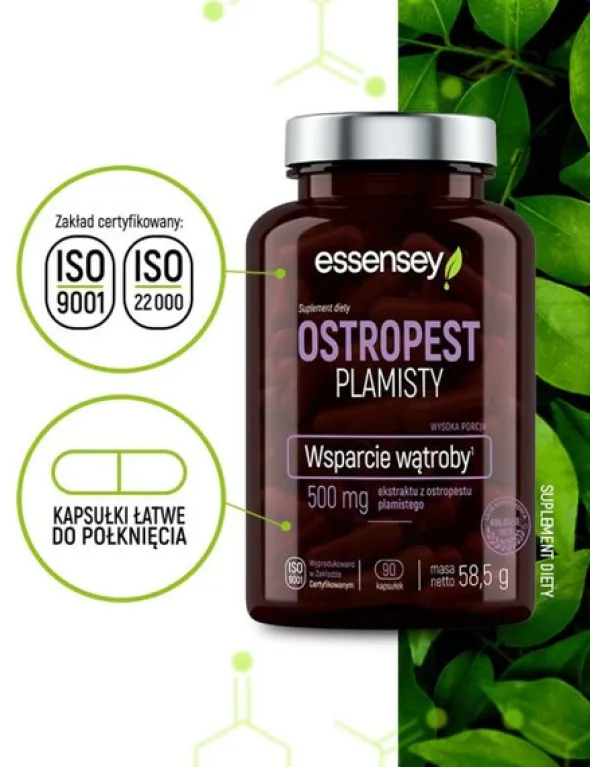 Essensey Ostropest plamisty, Wsparcie wątroby, kapsułki, 90 szt.