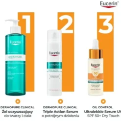 Eucerin Oil Control SPF 50+ Dry Touch, ultralekkie serum ochronne, 30 ml