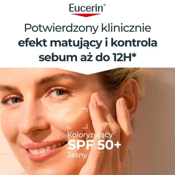 Eucerin Oil Control SPF 50+, żel-krem ochronny barwiący, 50 ml