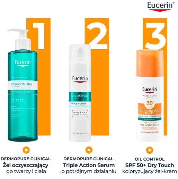 Eucerin Oil Control SPF 50+, żel-krem ochronny barwiący, 50 ml