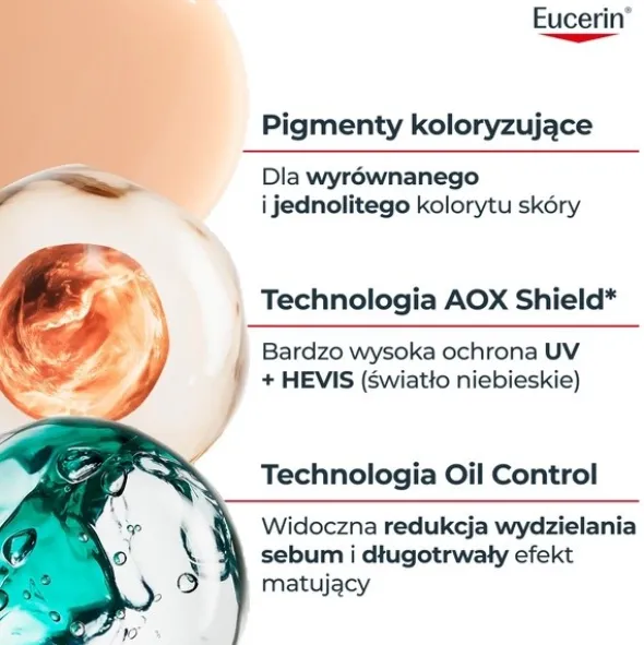 Eucerin Oil Control SPF 50+, żel-krem ochronny barwiący, 50 ml