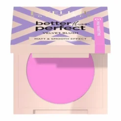 Eveline Better Than Perfect Velvet Blush, prasowany róż do policzków, 01 Ballerina Pink, 2,3 g