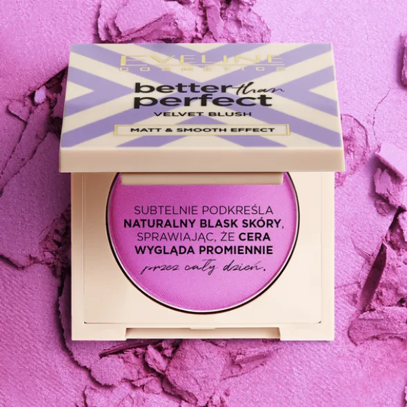 Eveline Better Than Perfect Velvet Blush, prasowany róż do policzków, 01 Ballerina Pink, 2,3 g