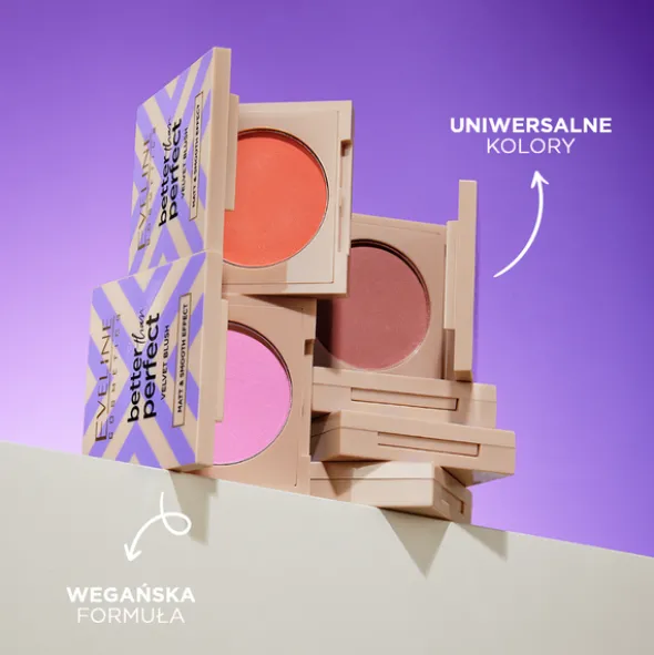 Eveline Better Than Perfect Velvet Blush, prasowany róż do policzków, 01 Ballerina Pink, 2,3 g