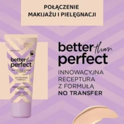 Eveline Cosmetics Better Than Perfect, nawilżająco-kryjący podkład z formułą No Transfer, 01 Ivory, 30 ml