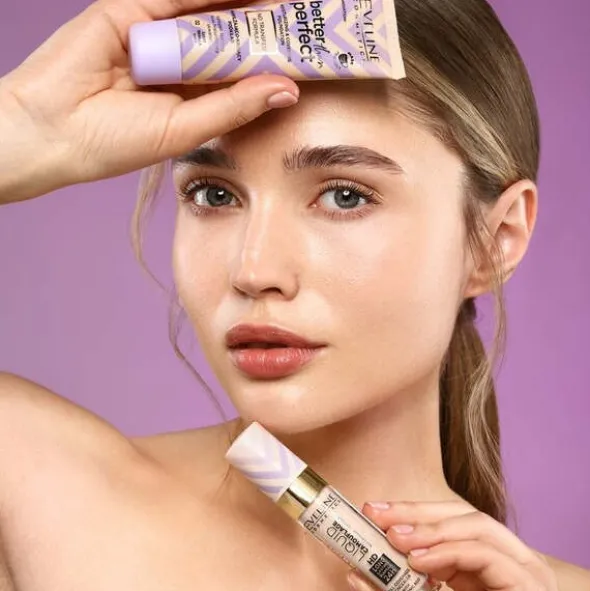 Eveline Cosmetics Better Than Perfect, nawilżająco-kryjący podkład z formułą No Transfer, 03 Light Beige, 30 ml