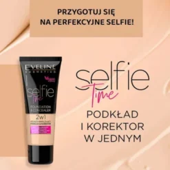Eveline Selfie Time, kryjąco-nawilżający podkład i korektor, 01 Porcelain, 30 ml