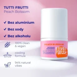 Farmona Tutti Frutti #PeachBlossom, dezodorant kwasowy AHA, bez soli aluminium, 50 ml