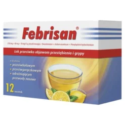 Febrisan, proszek musujący o smaku cytrynowym, 5 g, saszetki, 12 szt.
