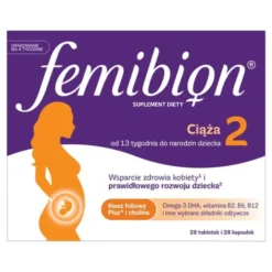 Femibion 2 Ciąża 13. - 40. tydzień Kwas Foliowy Plus, tabletki powlekane + kapsułki miękkie, 28 szt. + 28 szt.