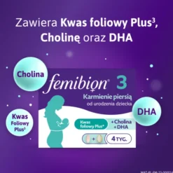Femibion 3 Karmienie Piersią Cholina, DHA, Kwas Foliowy Plus, tabletki powlekane + kapsułki miękkie, 56 szt. + 56 szt.