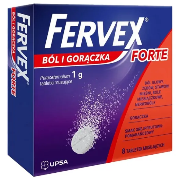 Fervex ból i gorączka Forte, 1 g, tabletki musujące, 8 szt.