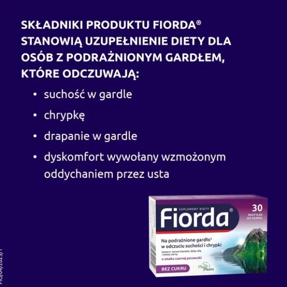 Fiorda, pastylki do ssania o smaku czarnej porzeczki, 30 szt.