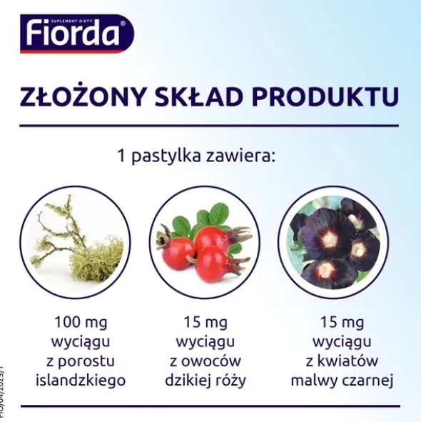Fiorda, pastylki do ssania o smaku czarnej porzeczki, 30 szt.