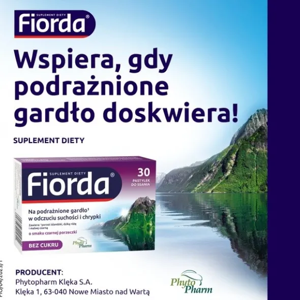 Fiorda, pastylki do ssania o smaku czarnej porzeczki, 30 szt.