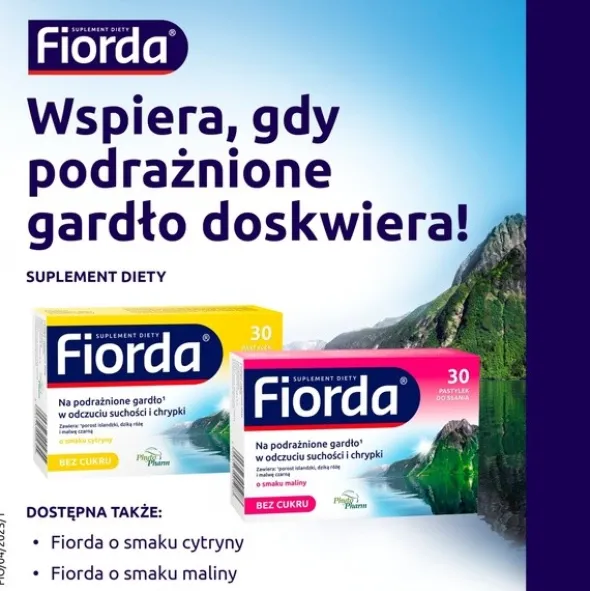 Fiorda, pastylki do ssania o smaku czarnej porzeczki, 30 szt.