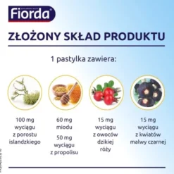 Fiorda Propolis, pastylki do ssania, smak miodu i propolisu, 30 szt.