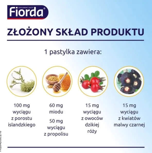 Fiorda Propolis, pastylki do ssania, smak miodu i propolisu, 30 szt.