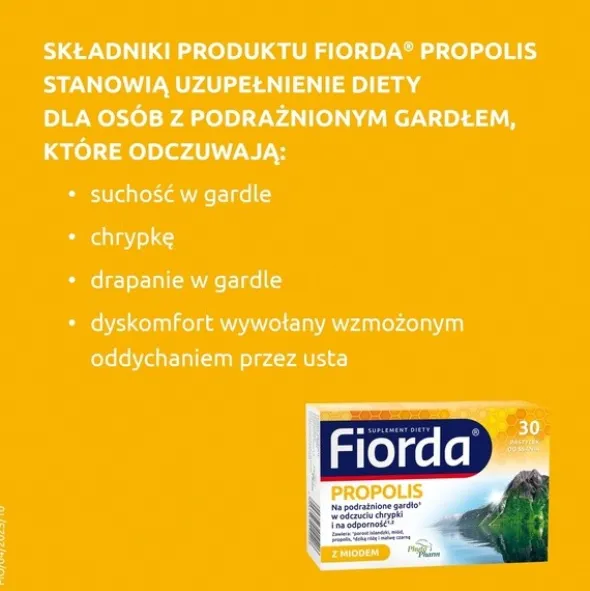 Fiorda Propolis, pastylki do ssania, smak miodu i propolisu, 30 szt.