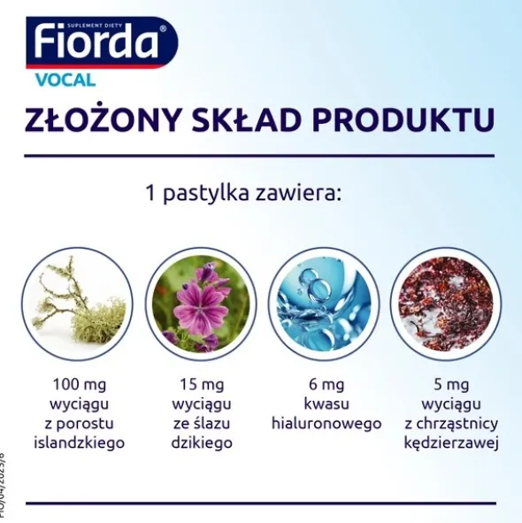 Fiorda Vocal, pastylki do ssania bez cukru, smak pomarańczowy, 30 szt.