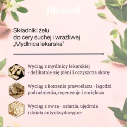 Fitomed Mydlnica lekarska, żel ziołowy do mycia twarzy do cery suchej i wrażliwej, 200 g