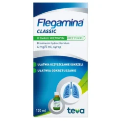 Flegamina, 4 mg/5 ml, syrop o smaku miętowym, bez cukru, 120 ml