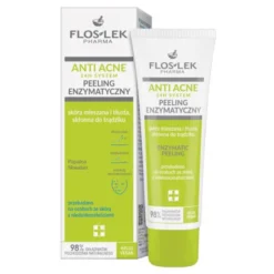 Flos-Lek Anti Acne 24H System, peeling enzymatyczny do skóry mieszanej, tłustej i trądzikowej, 50 ml