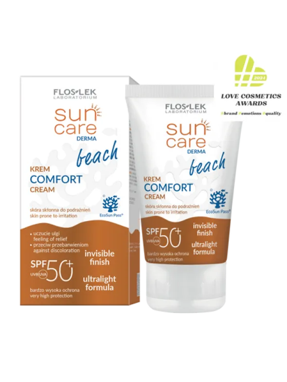 FlosLek Laboratorium Sun Care Derma Beach, krem do twarzy i ciała SPF 50+, 50 ml