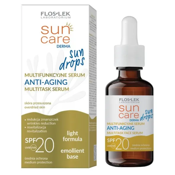 Flos-Lek Sun Care Derma, Sun Drops, serum anti-aging z SPF 20, 30 ml