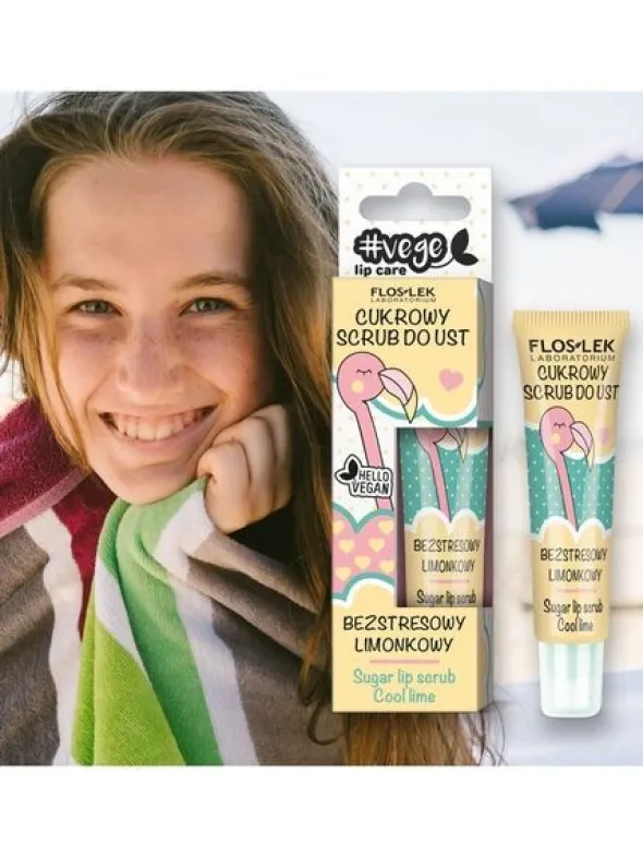 Flos-Lek, Vege Lip Care, Cukrowy scrub do ust, bezstresowy limonkowy, 14 g