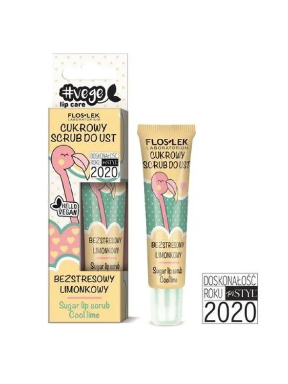 Flos-Lek, Vege Lip Care, Cukrowy scrub do ust, bezstresowy limonkowy, 14 g
