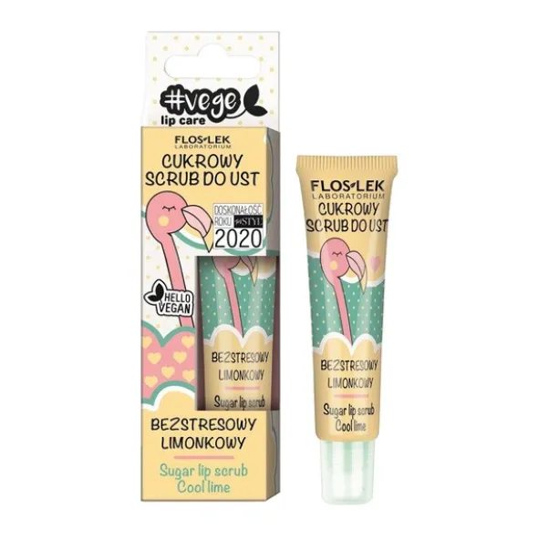 Flos-Lek, Vege Lip Care, Cukrowy scrub do ust, bezstresowy limonkowy, 14 g