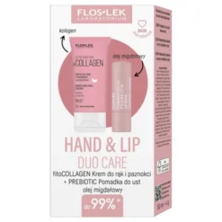 Flos-lek Zestaw Hand & Lip Duo Care Collagen, krem do rąk, 50 ml + pomadka do ust, 4 g