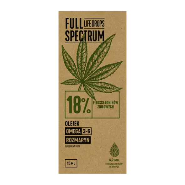 Full Spectrum Life Drops 18% CBD, olejek konopny, 15 ml