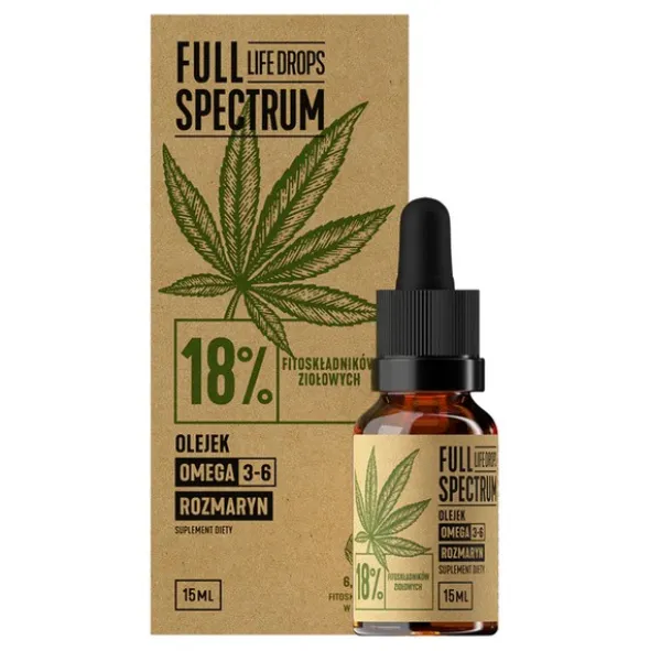 Full Spectrum Life Drops 18% CBD, olejek konopny, 15 ml