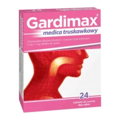 Gardimax medica truskawkowy, 5mg + 1mg, tabletki do ssania, 24 szt.