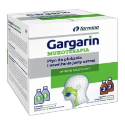 Gargarin Mukoterapia, zestaw do płukania i nawilżania jamy ustnej, 4 x 225 ml