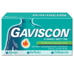 Gaviscon o smaku mięty TAB, tabletki do rozgryzania, żucia, 48 szt.