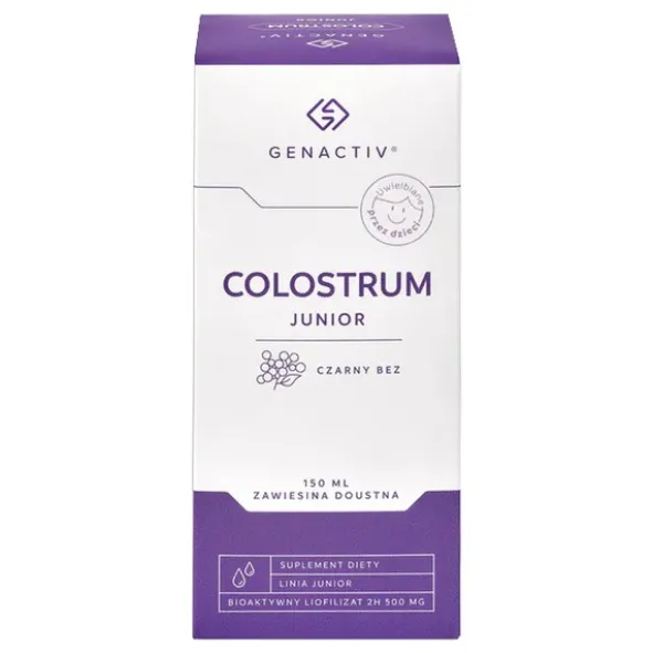 Genactive Colostrum Junior, zawiesina doustna, czarny bez, 150 ml