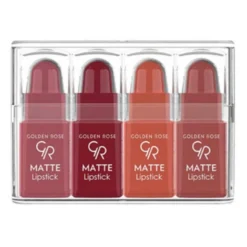 Golden Rose Matte Lipstick, zestaw 4 matowych mini pomadek do ust, nr 03, 4 g