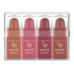 Golden Rose Matte Lipstick, zestaw 4 matowych mini pomadek do ust, nr 01, 4 g