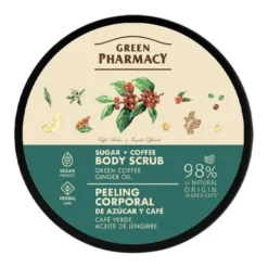 Green Pharmacy, peeling cukrowo-kawowy do ciała, zielona kawa i olejek imbirowy, 200 ml