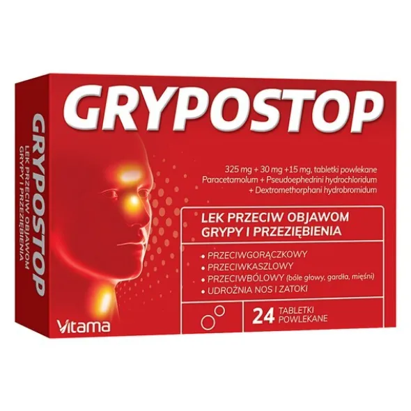 Grypostop, 325 mg+30 mg+15 mg, tabletki powlekane, 24 szt.