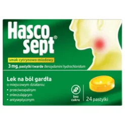 Hascosept smak cytrynowo-miodowy, 3 mg, pastylki twarde, 24 szt.