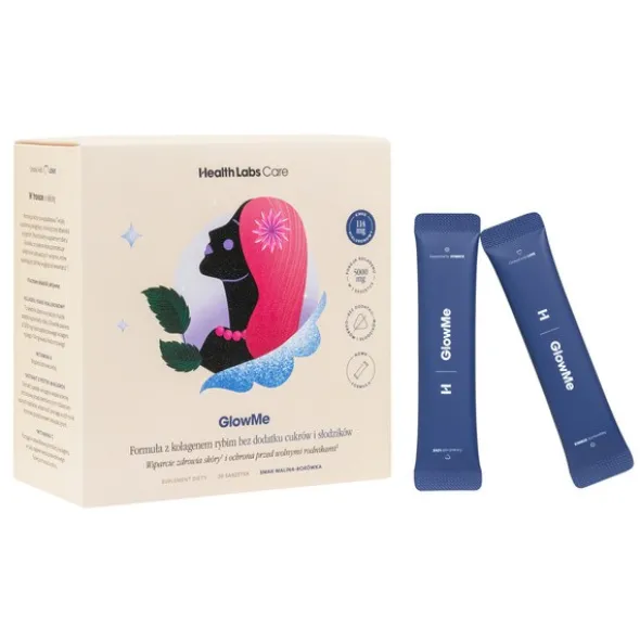 Health Labs GlowMe, saszetki z proszkiem, smak malina-borówka, 30 szt.