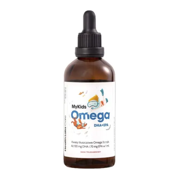 HealthLabs, MyKids Omega DHA+EPA, krople, smak truskawkowy, 100 ml