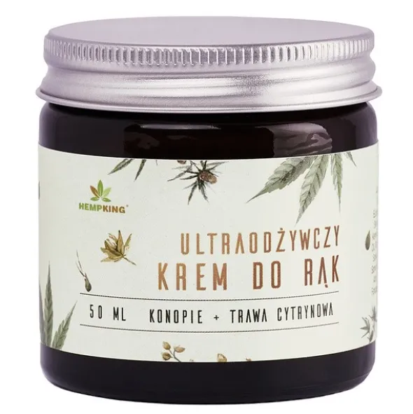 HempKing, ultraodżywczy krem do rąk, konopie + trawa cytrynowa, 50 ml