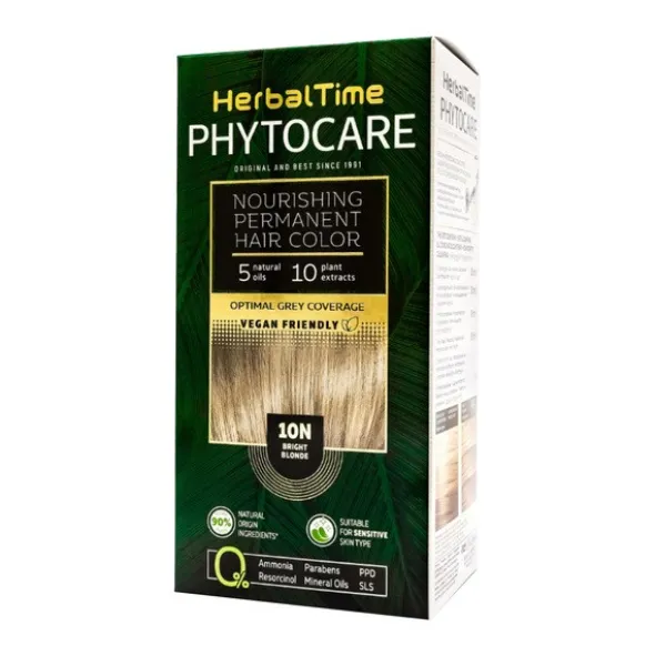 Herbal Time Phytocare, farba do włosów 10N, bright blonde, 130 ml
